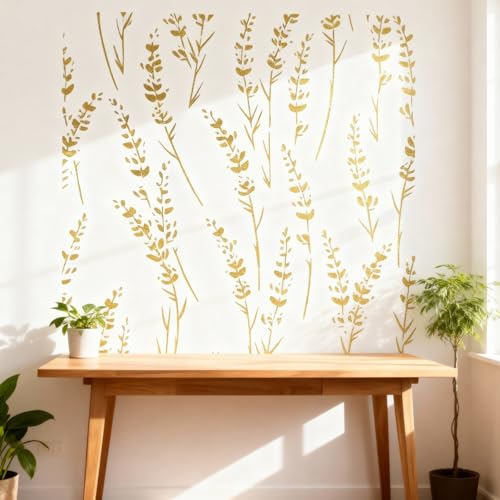 TIAMECH A4 Reusable Thin Grass Leaves Stencil for Painting - style: Thin Grass