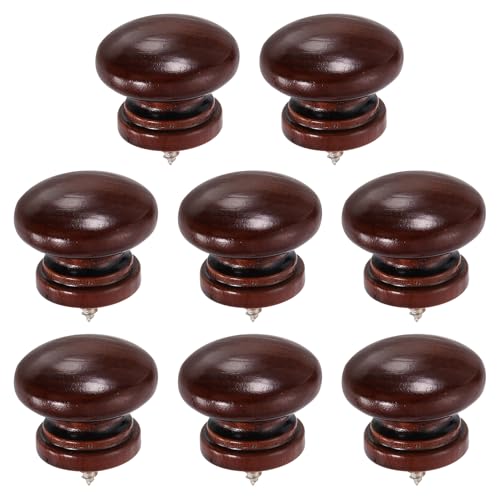 uxcell 8Pcs Round Wood Drawer Knob, 1.26" x 0.98" Self-Tapping Solid Wood Handle Round Cabinet Knob Mushroom Shape Wooden Knobs for Furniture Dresser Wardrobe, Brown - color: Brown, size: 1.26" x 0.98"