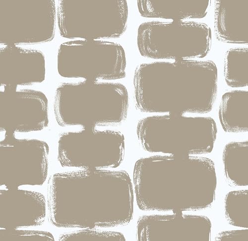 Safiyya Peel and Stick Wallpaper Mid Century Modern Abstract Contact Paper Geometric Wall Paper Self Adhesive Removable Wallpaper for Bathroom and Bedroom Vinyl 17.3"x78.7" Light Brown and White - color: Light Brown and White, size: 17.3" x 78.7"