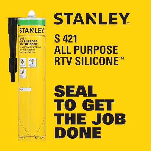 Stanley S421 RTV Silicone Caulk Clear (1 x 10.1 fl.oz.) - 100% Waterproof Industrial-Grade Silicone for Kitchen, Bathroom, Shower, Window, Door, Indoor & Outdoor Use - size: 1 Pack