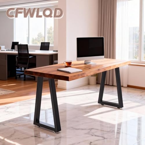 28 Inch Metal Table Desk Legs Trapezoid, Heavy Duty Industrial Steel Dinning Table Leg, Kitchen Table Base, Workstation, Adjustable Feet Included (Black) - color: Trapezoid, size: 28 IN