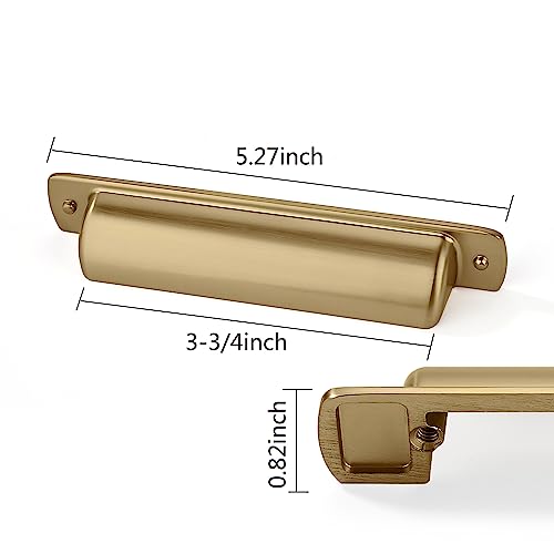 6 Pack Brass Cup Pulls 3-3/4"(96mm) Center to Center Drawer Pulls Brushed Brass Cabinet Cup Pulls Kitchen Cabinet Hardware Brushed Gold Cabinet Handles Bin Cup Drawer Handles Gold Knobs. - color: Brushed Gold/Brass, size: 3-3/4"(96mm) hole center, style:
