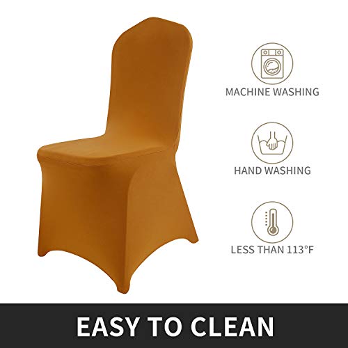 Peomeise 6pcs Stretch Spandex Chair Cover for Wedding Party Dining Banquet Event (Gold, 6) - color: Gold, size: 6PCS