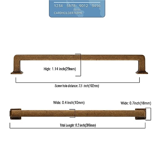 Antique Brass Cabinet Handles Kitchen Pulls 7.5 Inch 10 Pack - color: Antique Brass, size: 7.5" Hole Center