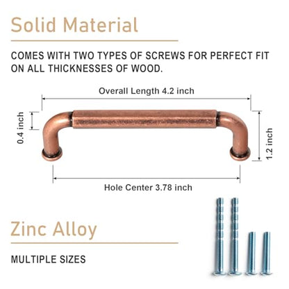 Goo-Ki 6 Pack 3-3/4 Inch （96mm） Hole Center Cabinet Pulls Antique Copper Zinc Alloy Kitchen Drawer Pulls Drawer Handles 4.2 Inch Length 2201-AC-96 - color: Antique Copper, size: 3-3/4 inch Hole Centers