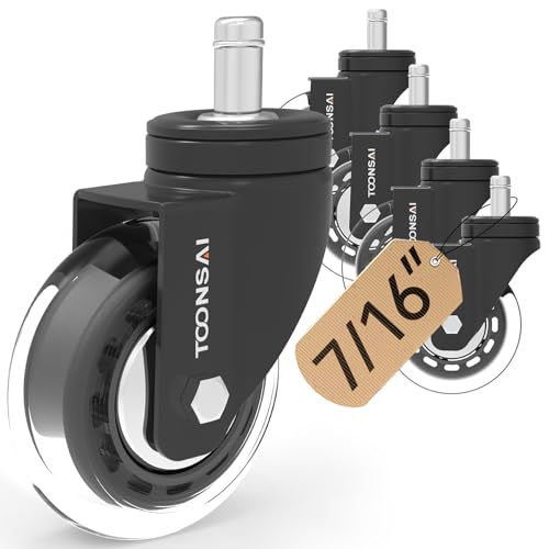 Upgraded,3 Inch Office Desk Chair Wheels Replacement, Stem 7/16-7/8（Black - color: black - 3 inch plus