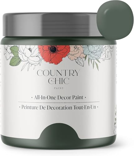 Country Chic All-in-One Chalk Paint for Furniture, Cabinets, Home Decor, Eco-Friendly, Matte Finish, Built-In Primer & Top Coat for Wood, Metal - Nocturnal (Dark Greyish Green) Pint (16 oz) - color: Dark Greyish Green, size: 16 Fl Oz (Pack of 1)