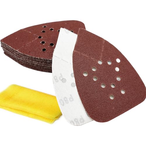 S&F STEAD & FAST Mouse Sander Pads 80 Grit 25 Pack for Black and Decker, Mouse Sander Sandpaper, 12 Hole Hook and Loop Sanding Pads, Detail Palm Sand Paper Set with Tack Cloth - style: 80G-25P