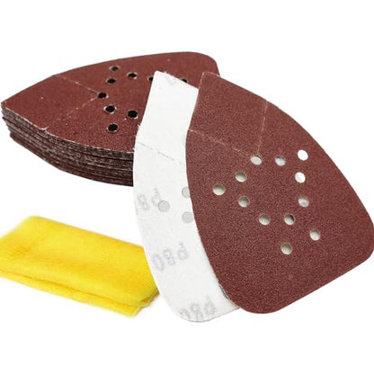 S&F STEAD & FAST Mouse Sander Pads 80 Grit 25 Pack for Black and Decker, Mouse Sander Sandpaper, 12 Hole Hook and Loop Sanding Pads, Detail Palm Sand Paper Set with Tack Cloth - style: 80G-25P