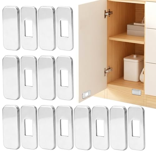 12 Pack Magnetic Cabinet Door Catch, Ultra Thin Cabinet Door Magnets, Strong Hold Adhesive Cabinet Latch for Kitchen, Bathroom, RV, Easy Install with Double Sided Tape, No Drill(Silver) - color: Silver