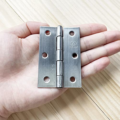 2pcs 304 Stainless Steel 3-inch Folding Butt Hinges Home Furniture Hardware Door Hinges for Door Case Lid Wooden Box Chest (75mm x 50mm x 1.5mm) - size: 2pcs 3-inch w Screws