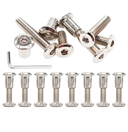 cSeao 12-Pack M6x16mm Allen Rivet Bolts Rivets Cap Nuts for Furniture Connecting Nickel Plated - size: M6x16mm 12-Pack
