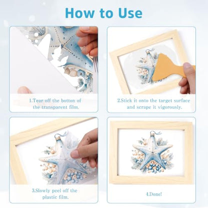 30 PCS Coastal Christmas Rub On Transfers for Furniture, Beach DIY Crafts - style: Coastal Christmas