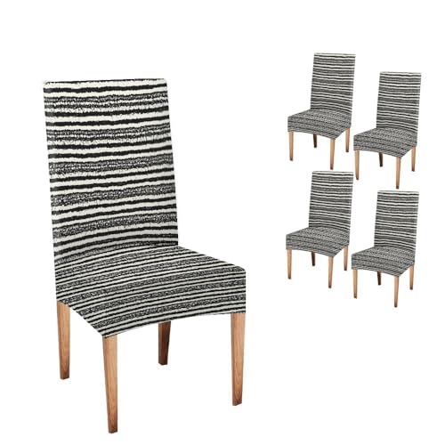 Mrcrypos Dining Chairs Covers Abstract Black Dye Fabric Slipcover Chair Cover Set of 4 Elastic Chairs Covers for Kitchen Living Room Restaurant - color: Abstract-6, size: 4
