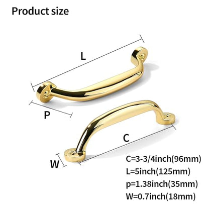 10 Pack 3-3/4 inch Hole Center Polished Brass Cabinet Pulls - Heavy Duty Solid Drawer Hardware Handles Kitchen Vanity Bathroom Handles - color: Polished Brass, size: 3-3/4"(96mm) Hole Center