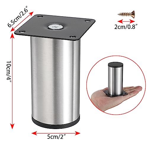 OwnMy 4PCS 4 Inch Stainless Steel Furniture Legs Feet Metal Chair Table Leg - color: Silver, size: 4 Inch