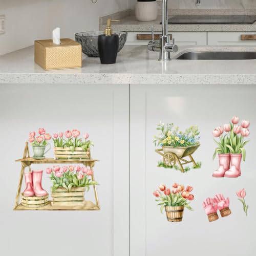 Peacoblue Garden Flowers Rub On Transfers for Furniture Craft 6"x12" - style: Garden Flowers