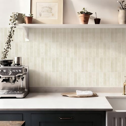 10 Sheets Thicker Design Peel and Stick Backsplash, Self Adhesive Wall Tiles, Stick on Backsplash for Kitchen and Bathroom, 11.8"x11.8",Beige - color: Beige