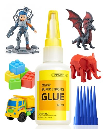 Craft Glue, 40ml Clear Super Glue for Wood, Plastic, Metal, Ceramic, Leather & Paper, Fast Drying Multi-Purpose Repair Art Adhesive for DIY, Model, Scrapbooking, Jewelry with 6 Precision Tips