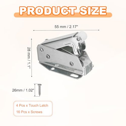 PATIKIL Automatic Spring Latch 4 Pcs with Screws for Cabinet/Drawer