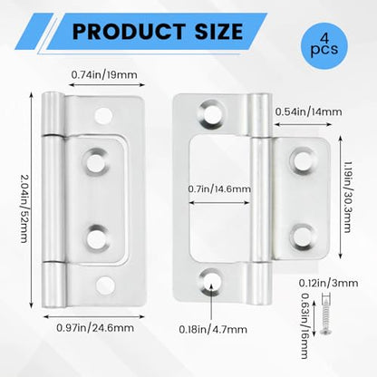 SDTC Tech 4-Pack Non-Mortise Door Hinges Bifold Butt Cabinet Hinges Silver - color: Silver