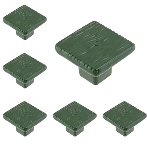 Geesatis 6Pcs Ceramic Vintage Knobs, with Mounting Screws, Green - style: Square(6Pcs)