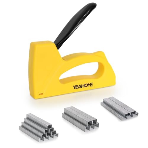 YEAHOME Light Duty Staple Gun, Upholstery Staple Gun with 2000 pcs JT 21 Staples 1/4, 5/16, 3/8 inch, Stapler Gun for Wood, Crafts, DIY, Decoration, Fabric - style: with 2000 Staples