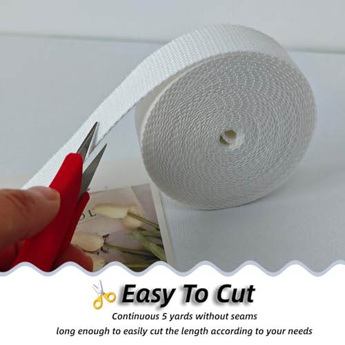 Cotton Webbing 1 Inch 5 Yards for Bag Strap Sewing Crafts, White - color: White