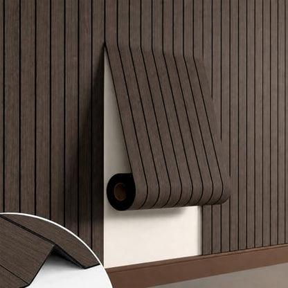 Peel and Stick PVC Slat Wall Panel, 3D Faux Smoked, 15.8" x 118" - color: Smoked, size: 15.8" x 118"