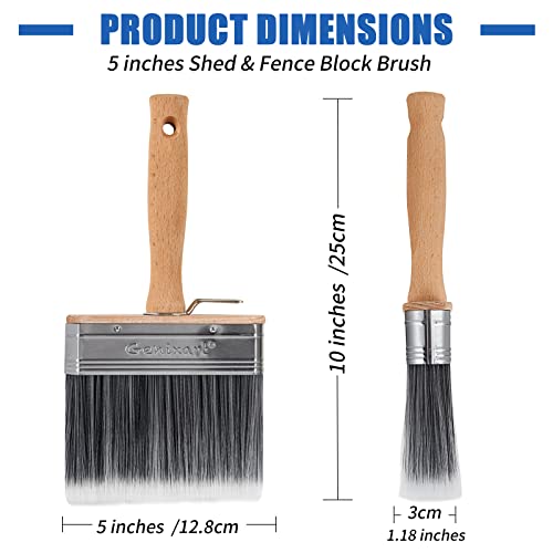 Genixart Deck Stain Brush for Wood, Lime Wash Paint Brush, 5-inch
