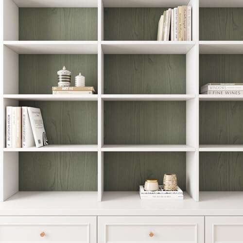 Decotalk Green Wood Contact Paper Peel and Stick Wooden Countertop Wood Contact-Paper 17.7x200 Inch Wood-Look Contact Paper Woods Wallpaper Green Wood Vinyl Wrap Wood-Grain Contact-Paper Woods - size: 17.7" x 200"