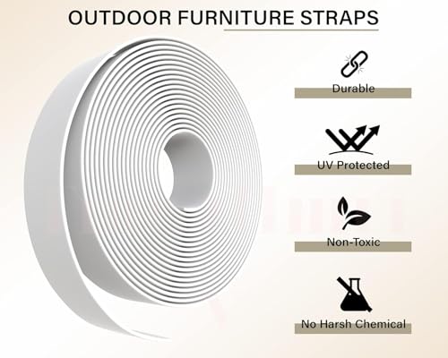 1.5" Vinyl Straps for Patio Chairs Repair Kit Lounge Patio Chair Repair Strapping Outdoor Patio Furniture Repair 20' Matte Finish (White) + 20 Rivets! - color: White