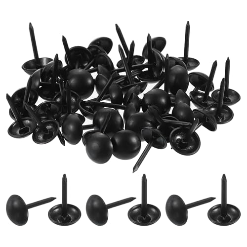 uxcell 100 Pcs Upholstery Tacks, 7 x 13mm Round Head Upholstery Nails Pins Vintage Decorative Furniture Tacks for Chairs Sofas Beds DIY Project, Black - size: 7 x 13mm