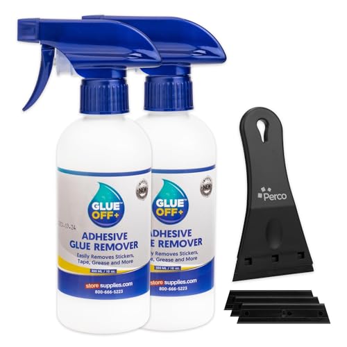 Perco Glue Off Adhesive Sticker Remover - 10 fl. oz and Scraper - 2 Pack - size: 10 Fl Oz (Pack of 2)