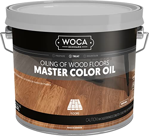 WOCA Denmark – Master Color Oil – Plant Based Oil Penetrating Stain and Finish for Wood Furniture, Floors, Trim and Cabinets – 2.5L – Natural - color: Natural, size: 2.5L