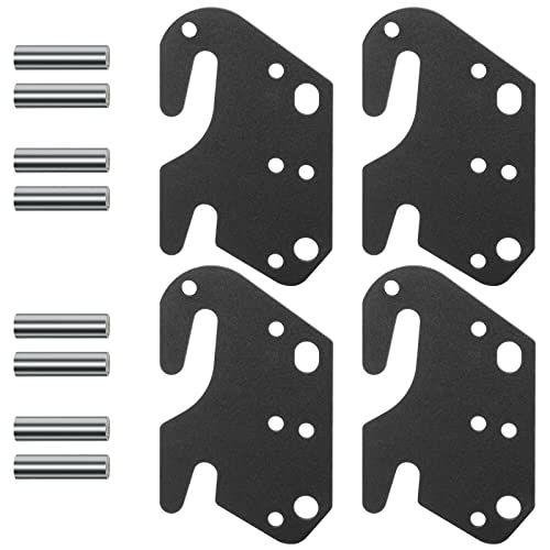 4 PCS Universal Wood Bed Rail Hook Plates for Headboard Footboard Bed Frame Bracket, Wooden Bed Hook On Bed Rails with Mounting Hardware, Black
