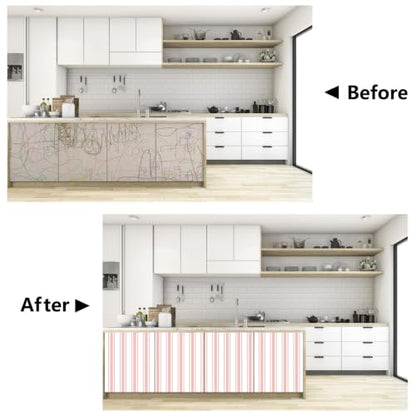 Pink Striped Peel and Stick Wallpaper 17.3" x 200" - color: Pink, size: 17.3" x 200"