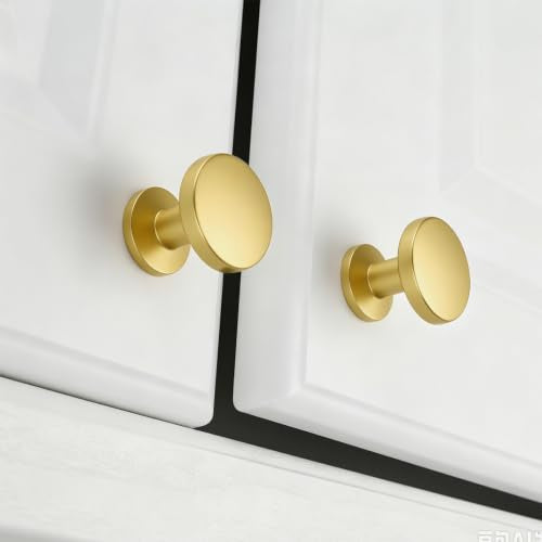 homdiy 30 Pack Gold Cabinet Knobs, Round Brushed Brass Dresser Knobs - color: Gold 1