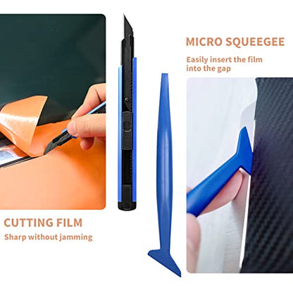 Gomake Vinyl Wrap Tool Kit Car Window Tint Installation Tools Wrapping Kit - color: Blue