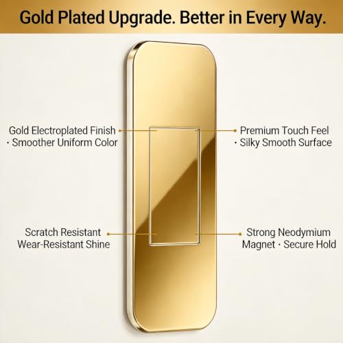 6 Pairs Gold Magnetic Cabinet Door Catch - No Drill Adhesive Kitchen Cupboard Magnets, Ultra-Thin Rustproof Gold-Plated Latches for Drawers, Closets & RV Storage