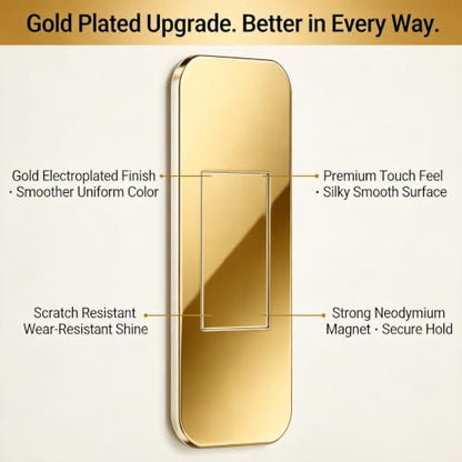 6 Pairs Gold Magnetic Cabinet Door Catch - No Drill Adhesive Kitchen Cupboard Magnets, Ultra-Thin Rustproof Gold-Plated Latches for Drawers, Closets & RV Storage