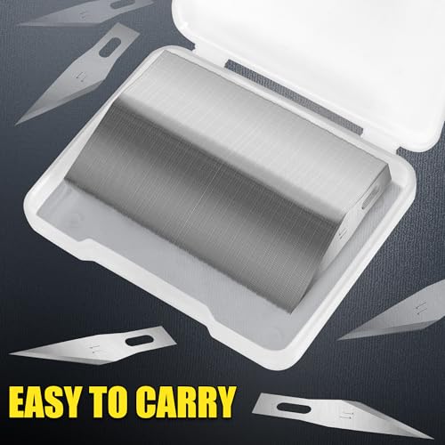100 Pack Exacto Knife Blades, SK5 Steel #11 Blades with Storage Box, Suit for art, Carving and Scrapbooking, Exacto Blades Refills Cut Paper, Stencils and Models with Control - size: 100-PCS