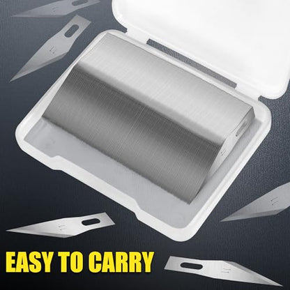 100 Pack Exacto Knife Blades, SK5 Steel #11 Blades with Storage Box, Suit for art, Carving and Scrapbooking, Exacto Blades Refills Cut Paper, Stencils and Models with Control - size: 100-PCS
