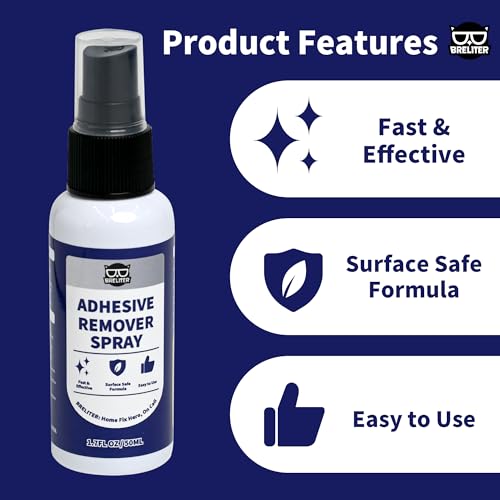 Breliter Adhesive Remover Spray - Water-Based Glue & Sticker Remover for Labels, Tape Residue, Grease, Gum, Decals, Wax, Safe for Glass, Metal, Ceramic Tile Surfaces, Neutral PH (2 Pack) - color: 2 Pack