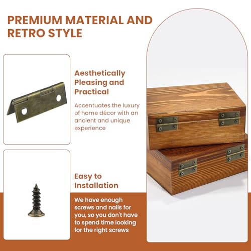 1 Set Jewelry Box Hinges Hasp Catch, Retro Engraved Decorative - color: Antique Bronze- 8pcs