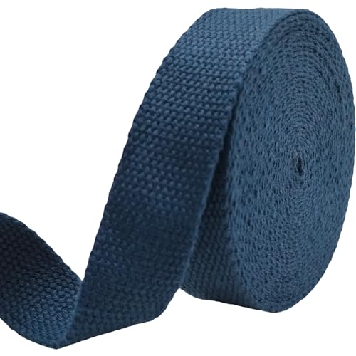 1 inch Navy Cotton Webbing 5 Yards, Soft & Sturdy for Bag Handles - color: Navy 519