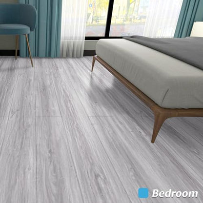 Art3d Wood Textured Peel and Stick Vinyl Floor Tiles, 40-Pack, White/Grey - color: White/Grey