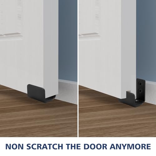 Sliding Barn Door Bottom Floor Guide, U Shape Adjustable Stay Roller, Flexible Adjustable Fit Distance, Flush Flat Bottom Design, Wall Mount System, for Door & Cabinet, 2 Pack