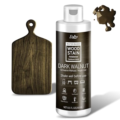 Water Based Wood Stain - Dark Walnut | Wood Varnish for Indoor ＆ Outdoor Furniture, Wardrobe, Cabinets, Doors, Low Odor ＆ Non-Toxic, Fast Drying, Multiple Classical Finishes - 8.5fl.oz / 250ml - color: Dark Walnut
