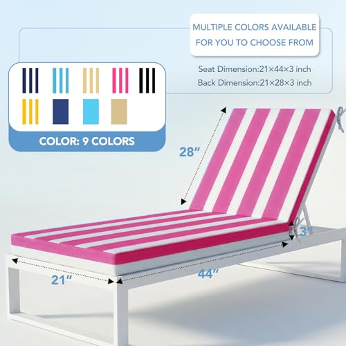 L'AGRATY Chaise Lounge Chair Waterproof Cushion Set of 2 Outdoor for Pool - color: Pink White